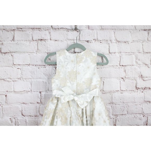 Nannette Ivory Floral Lacy Bow Tie Back Zip Dress Formal Party Dress 6X - Picture 4 of 9